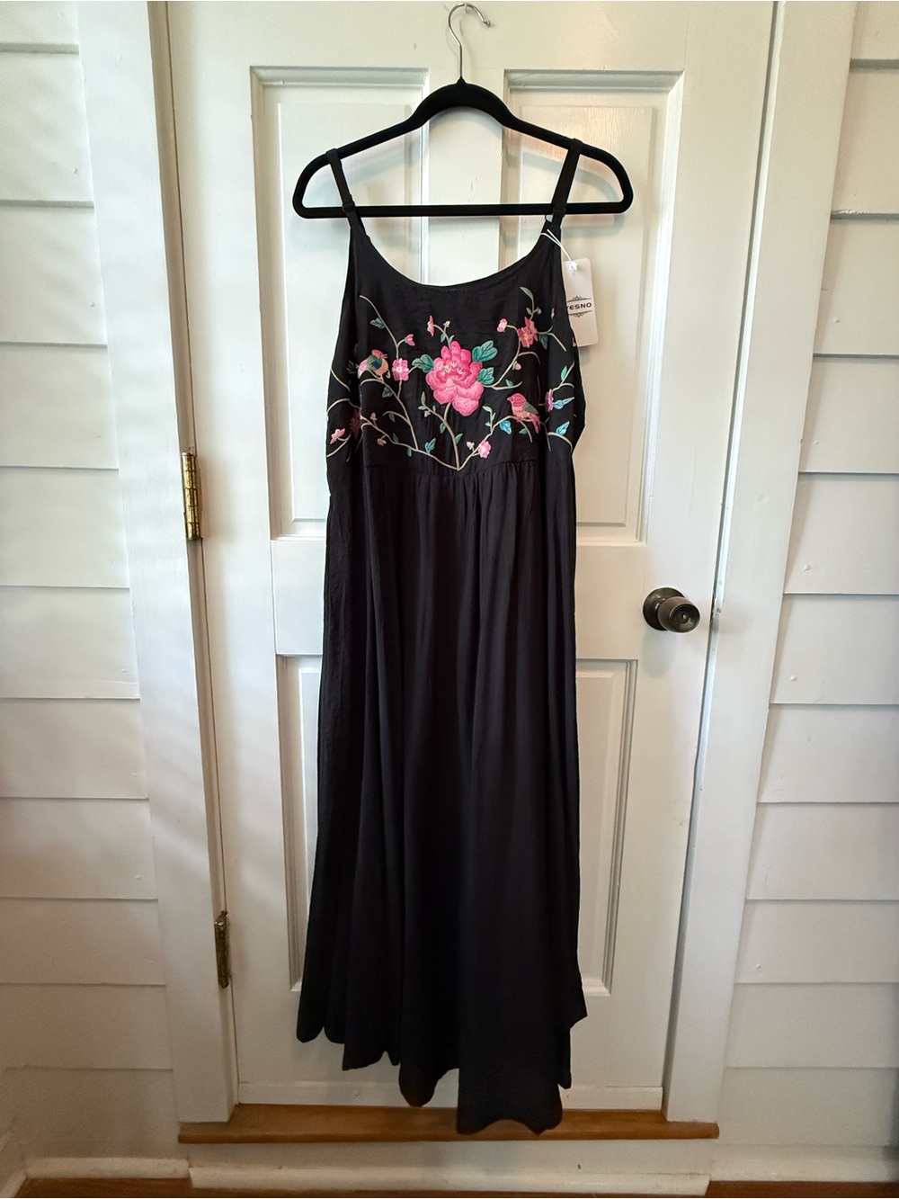 Black Embroidered Floral Maxi Dress - Women